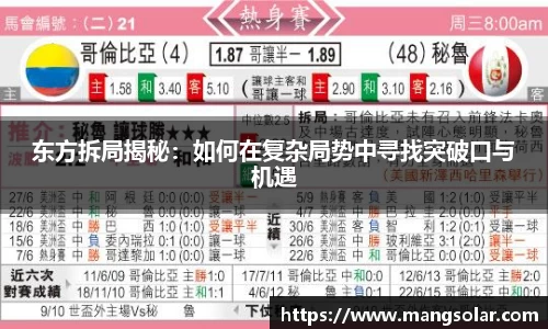 东方拆局揭秘：如何在复杂局势中寻找突破口与机遇